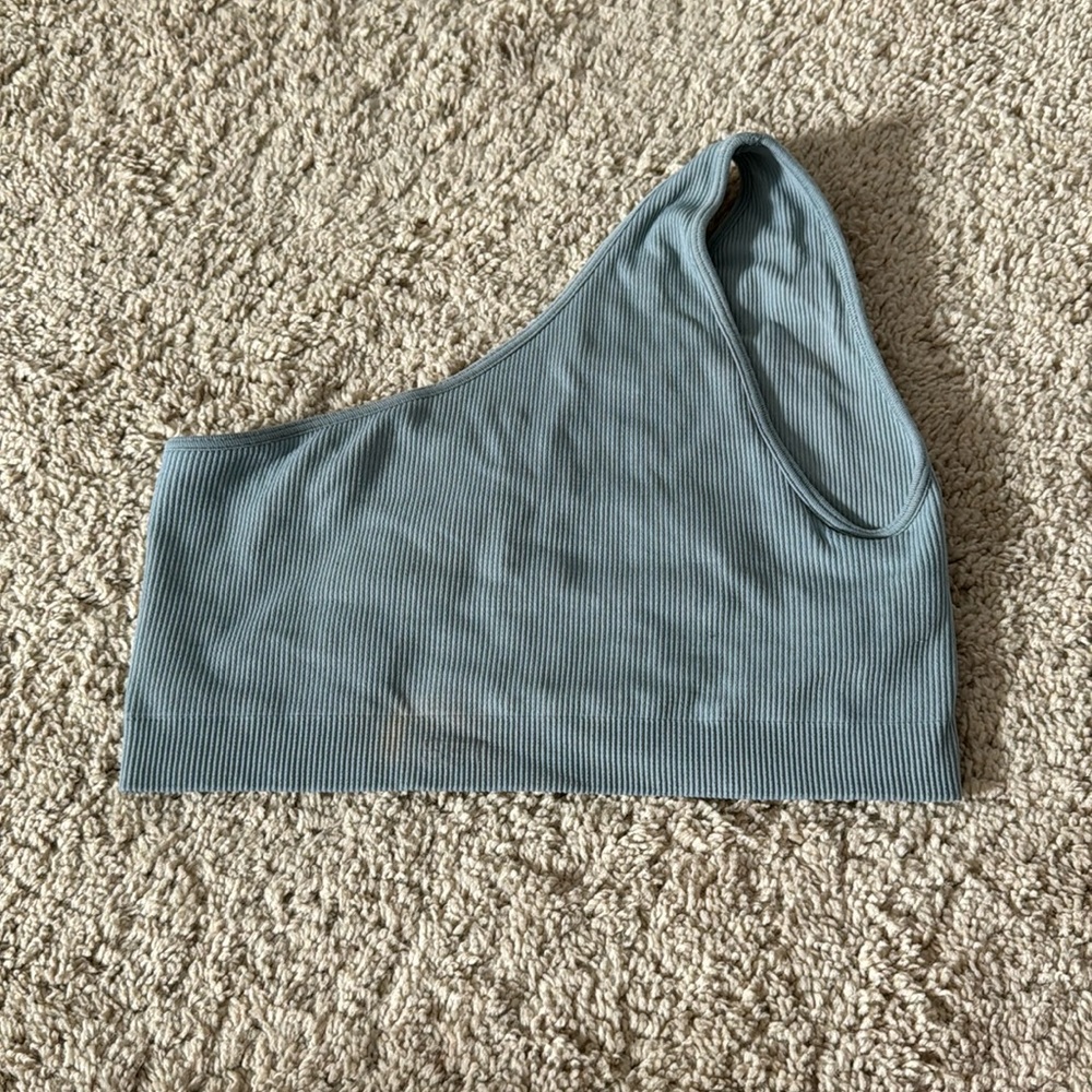 set active one shoulder ribbed sports bra - adult small